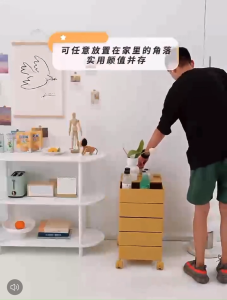 Ⓜ️ZEROIDEASⓂ️ Movable Rotating Tray Cart Trolley with Lockable Wheel Office Rotating Drawer Side Table with Rotating Drawer Movable Coffee Table Bedside Table Sofa Side Table Movable Snack Storage Trolley Makeup Storage Box Stationery Storage Box
