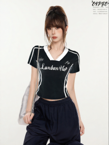 EVPGB | Spicy Girl Black V-Neck Short Sleeve T-Shirt