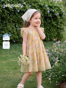 Jelly Baby | Đầm Bé Gái Thoáng Khí Hoa Văn Phong Cách Công Chúa Cotton