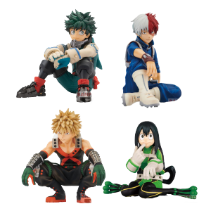 Bandai | MHA Anime Midoriya Izuku Figurine Bakugou Katsuki Sitting Action Figure Collection Anime Doll Toys Pvc Model Fans Gift 10CM