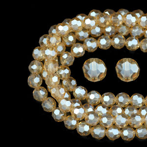 Golden Champagne Austrian Crystal Glass Faceted Round Loose Spacer Beads 3~10mm For Handmade Jewelry Making DIY Bracelet Earring
