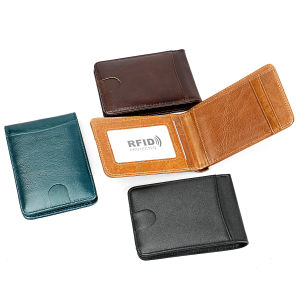 Genuine Leather Wallets for Men Short Retro Rfid Small Purse Card Holder Simple Bifold Wallet
