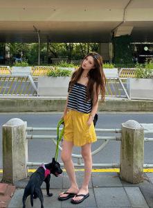 High Waist Thin Stripe Short Pants Womens Summer 2025 New Sporty Versatile Elastic Waist A-Line Loose Pants Casual Straight Leg