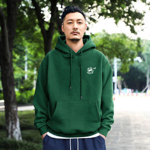 Winter Mens Hoodie Jacket 440g Loose Fit Fleece Lined Simple Style Youthful Casual Garment Anti-Stain Fabric Shoulder-Length Sleeve