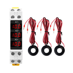 SDM010A AC 80~500V 1~100A LED Din Rail Digital Display Ammeter 3-Phase Modular Current Meter Gauge Indicator Electrician Tool