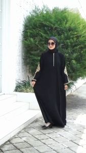abaya wanita arab hitam couple ibu dan anak bahan jetblack saudi mewah xena