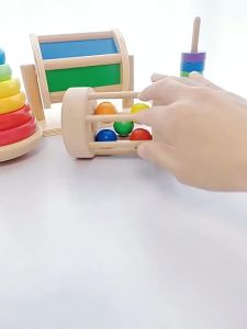 Wooden Montessori Teaching Aids 0-3 Montessori Baby Egg Cup Round Squeezable Educational Toy