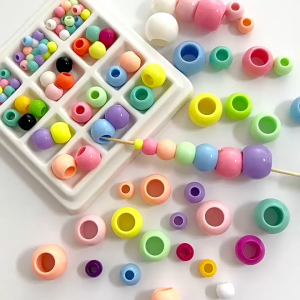 ManilaGo 10/12mm Acrylic Large Hole Beads Round Beads For DIY Keychain Necklace Bracelet Making
