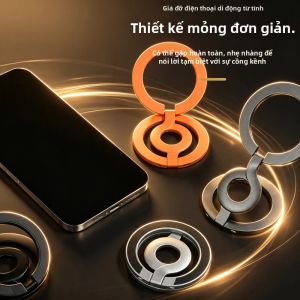 Giá Đỡ Từ Tính Hai Mặt Cho Điện Thoại Để Bàn Và Di Động Tương Thích Với Magsafe iPhone 17/16 Pro Samsung - Chân Đế Kim Loại Chắc Chắn Có Thể Gập Lại Tương Thích Đa Năng