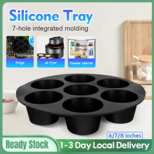 7 Even Cake Cups Air Fryer Accessories Round Muffin Cup Mold Microwave Oven Baking Mold Baking Bakeware Mat Baking Tray Cake Pan蛋糕模pan kek