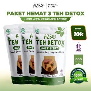 PROMO 3 PCS!! 100% ORIGINAL AZBO TEH DETOX Sistem Pencernaan Pembersih Usus Kotor Melancarkan BAB Pelangsing terampuh