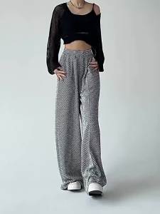 Senior Seluar Kaki Lebar a Baru Wanita Longgar dan Malas Tali Tali Pinggang Elastik Lapang Seluar Wanita Sukan Penghantaran Bagi Pihak Satu Helai