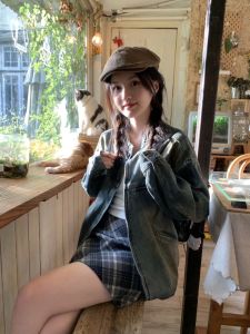 Shu Jiu Jia Retro British Cotton and Linen Vintage Advance Hats Female Autumn K-style Ins Casual Anti-Wear Duckbill Beret Tide