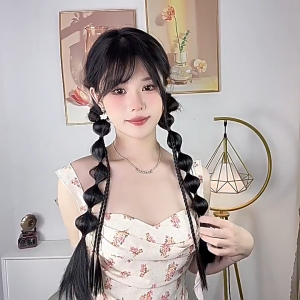 [พร้อมส่งออก] 45cm ต่อผมหางม้าเทียม ถักเปียฟองหวานสําหรับผู้หญิง ทรงผมถักคู่อินเทรนด์