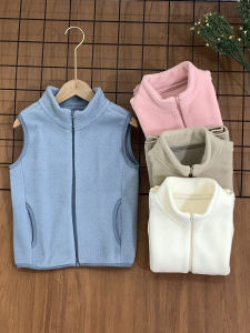 เสื้อกั๊กขนแกะหนาสำหรับเด็ก ฤดูใบไม้ร่วง/ฤดูหนาว เสื้อแขนกุดแบบสวมหัวสำหรับเด็กชายและเด็กหญิง เสื้อคลุมกันหนาวแบบลำลอง