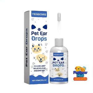 Pet Ear Drops for Dogs & Cats | Ear Cleaner Solution | Relieves Ear Itching Odour Wax Build-Up | Gentle Daily Ear Care | Pet Ear Infection Support | 60ml