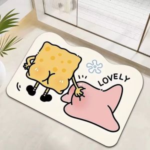 Adorable Bathroom Absorbent Cartoon Foot Mat Quick Dry Pad Carpet Entrance Toilet Anti-Slip Floor Mat Modern Simple Style