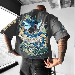 Soft Cotton Pokemon Print T-shirt Crew neck T-shirt Elastic Tee for Sports & Leisure Breathable & Comfortable Stylish Design