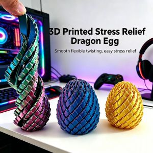 Fun 3D Printed Dragon Egg Spinning Fidget Toy Stress Relief Stretchable Deformable Sensory Fingertip Toy for Adults Kids Gifts