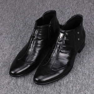 Mens Casual Chelsea Boots 2024 New Style Pointed Toe High Top Side Zipper British Style Everyday Versatile Martin Shoes