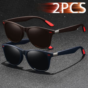 2 PCS Fashion Vintage Square Frame Driving Fishing Sunglasses Men Women Luxury Brand Designer Sun Glasses Eyewear UV400 Eyewear