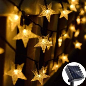 12m/7m/5m LED Solar Star String Lights Outdoor Solar Lights Fairy Lights Star for Christmas Wedding Decoration Garden Lights