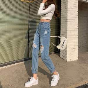 [Beevalue] Celana Panjang Ripped Jeans Wanita Highwaist |  Celana Ripped Tembus Bahan Premium Elegan | Celana Panjang Boyfriend Ripped Jeans | Celana Jeans Premium Korean Style (1001)