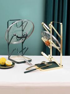 2/3/4/5 Tier Kitchen Countertop Stainless steel Multifunctional Pot Lid Holder Rack Pan Cover Storage Shelf Household Punch-free Spatula Kitchenware  Pot Rack