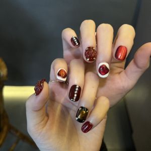 Hand-Painted Red Nail Art by HESASA for Valentines Day Fashionable Wearable Nail Tips Bright Color Series Chinese Origin