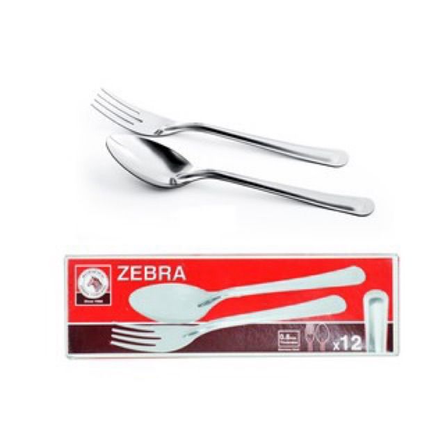 【READY STOCK】Zebra Thailand Stainless Steel Spoon And Fork Set Lazada
