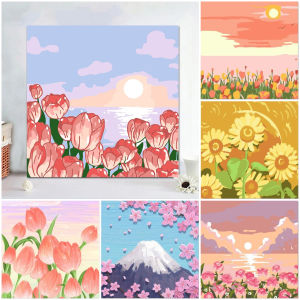 Sweet Belly ระบายสีตามตัวเลข DIY ภาพวาดมือ สีน้ำมัน ความคิดจิตนาการจิตกรน้อย ตกแต่งสีอะคริลิก Oil painting