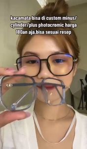 Viendo Frame Kacamata Anti Radaisi Blueray Photocromic Minus Wanita Pria Cowok 2 in 1 Bluecromic Potocromic Fotocromic Elastik TR90 Besar Kotak Frame Komputer Hp Anti Sinar Matahari UV400 Kaca Mata Optik