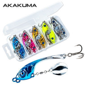 10 Pcs/Box Double Hole Metal VIB Lure 5g 7g 10g Sinking Fishing Bait 5 Colors Casting Lure Micro Lure with Tail Spinner Sequins