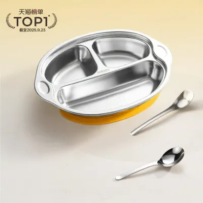 onlycook | Suction Stainless Steel Childs Dinner Plate