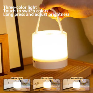Multifunctional Table Lamp USB Recharge 3Colors Dimming Night Light Touch Switch Portable Eye Care Desk Lamp for Indoor Lighting
