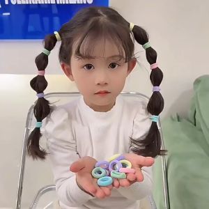 100/300/500ชิ้น ยางรัดผมแบบยืดหยุ่นสูงสีสันสดใส / ยางรัดผมแบบรัดผม / ยางรัดผมไนลอนขนาดเล็กน่ารัก / ยางรัดผมสำหรับเด็กผู้หญิง