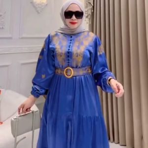 Felishia Dress Katun Twill Bordir Gamis Wanita Terbaru 2025 Viral Dress Kondangan Wanita Elegan