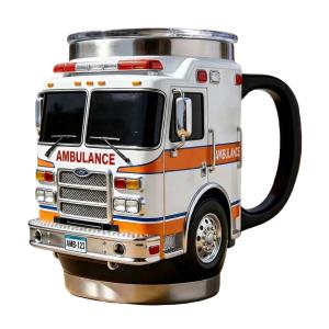 Fire Rescue Mug 3D Fire Truck Coffee Mug Double Wall Stainless Steel Insulated Tumbler for Firefighters Station Work Gifts