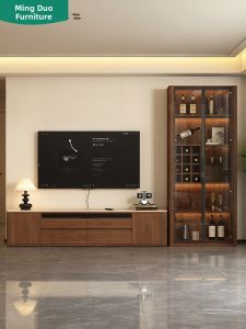 MINGDUO | Retro Style Living Room TV Stand with Side Cabinets