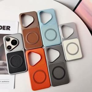 Luxury Retro Leather Texture Magnetic Case For Huawei Pura 90 80 70 Pro Max Mate 80 70 60 Wireless Charging Plating Cool Cover