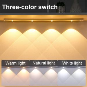 Supermarket 3 Color Dimmable Motion Sensor Cat Eye USB Rechargeable Light LED Desk Lamp Kitchen Cabinet Wardrobe Lamp by Home Genie HJ1-2738