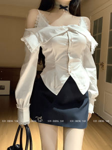 Xzy/Xin Zhengyan Loose-Fit Pure Desire Sweet and Spicy Style Lace Patchwork Shirt Womens Early Autumn High Waist Package Hip Skirt Suit