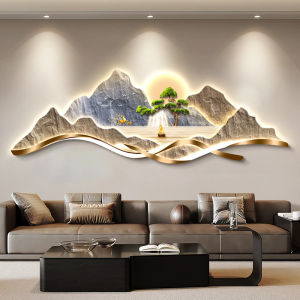 ieeliu | Luxurious LED Lighted Mountain Landscape Wall Art for Living Room Sofa Background