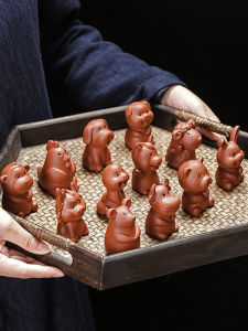 Boutique Tea-Soaked Tea Pet Zodiac Cute Rabbit Cute Cow Purplue Sand Tea Pet Decoration Creative Tea Set Tea Ceremony Tea Table