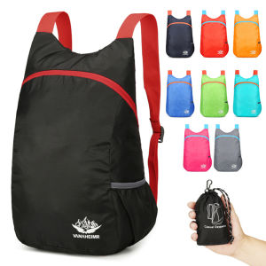 Foldable Gym Workout Bag Lightweight Hiking Backpack Wider Shoulder Straps Nylon Fabric Slip Pocket Design for Men Women