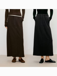 Butterfly River Casual Woolen Mini Skirt High Waist A-Line Loose Fit Drawstring Elastic Waist Comfortable to Wear Cone Shape