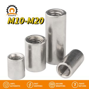 AumoPro Extended Cylindrical Nut M8/M10/M12 Screw Rod Welding Connector 304 Stainless Steel Nut