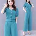 QIAOXIZI | Elegant and Youthful Summer Outfit for Mature Women 2 Pieces Set. 