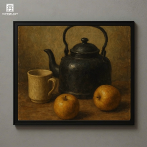 Tranh Nghệ thuật "Ấm Nước Và Hai Quả Mắc Cọp" VIETSMART ART - Sơn dầu 60 x 70cm
