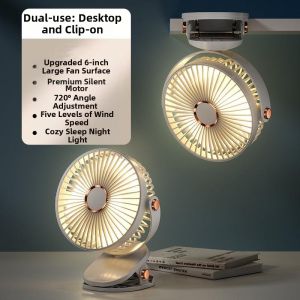 NPC | Night Light Clip Fan Usb Charging Portable Dormitory Use Mini Fan